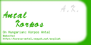 antal korpos business card